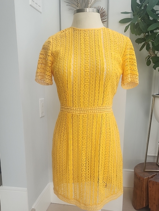 Michael Kors Dresses & Skirts - Michael Kors Bright Yellow Lace Mini Dress